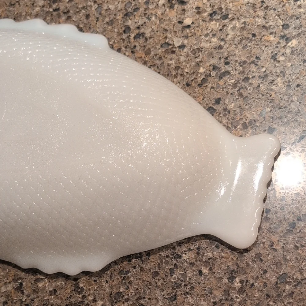 Glasbake Vintage Milk Glass Fish Platter